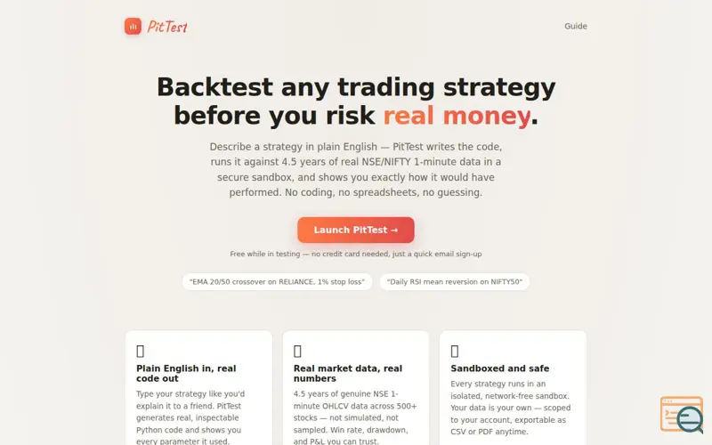 Screenshot of PitTest 