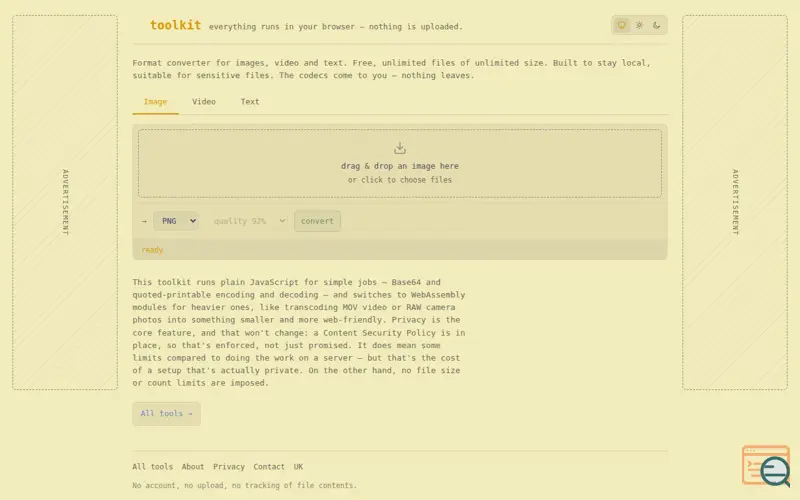 Screenshot of private toolkit 
