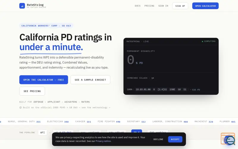 Screenshot of RateString