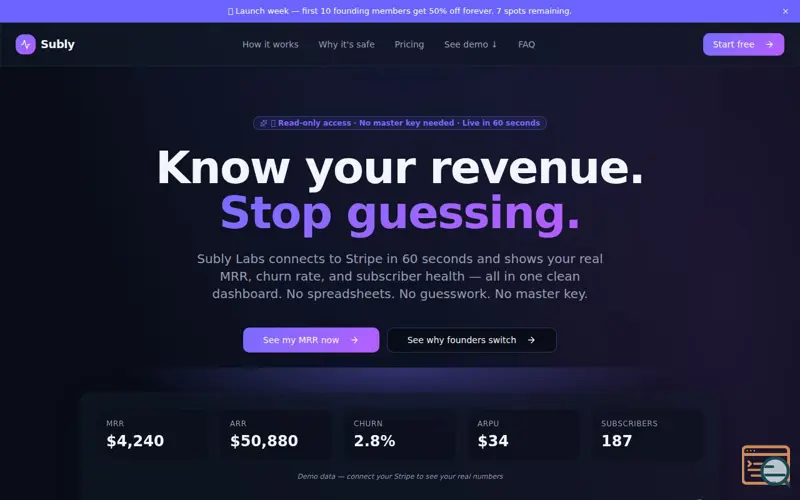 Screenshot of Subly Labs