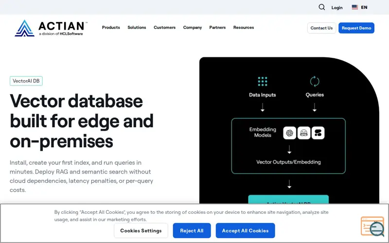 Screenshot of Actian VectorAI DB, a launch using AdRoll
