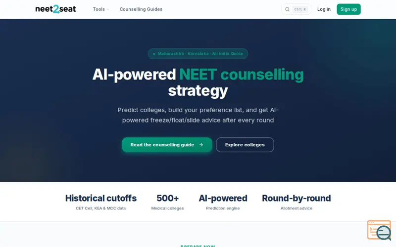 Screenshot of NEET2seat.com