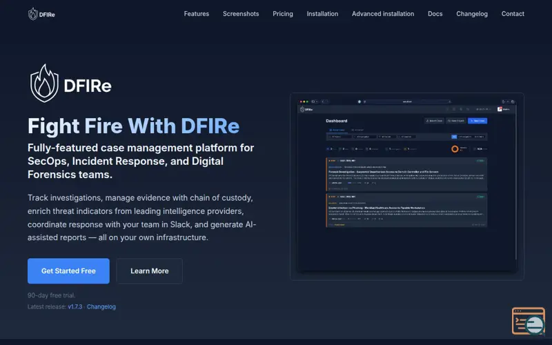 Screenshot of DFIRe - A Cyber Incident Platform