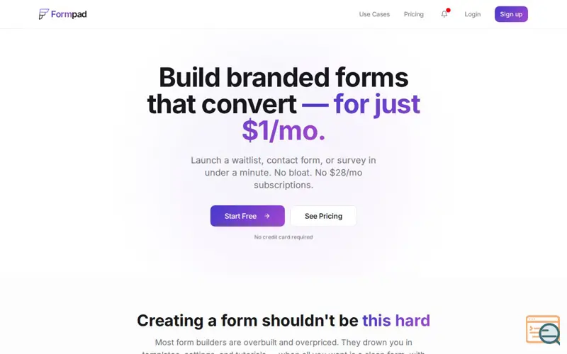 Screenshot of Formpad, a launch using Canny