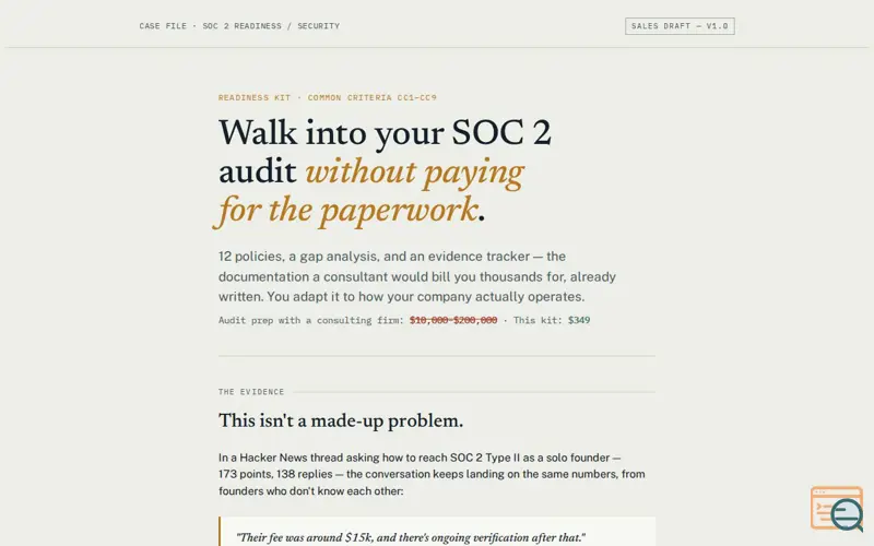 Screenshot of SOC 2 Readiness Kit