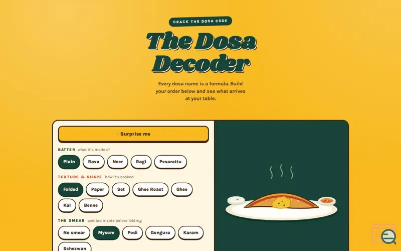 Screenshot of How to Read a Dosa Menu