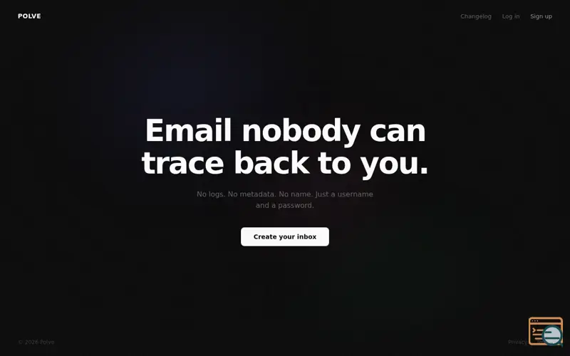 Screenshot of Polve — Private Email, Zero Logs