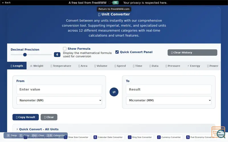 Screenshot of Unit Converter Suite, a launch using Cloudflare Web Analytics