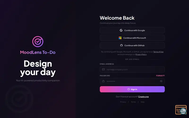 Screenshot of Moodlend To-do