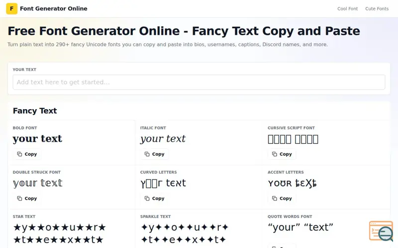 Screenshot of Font Generator Online