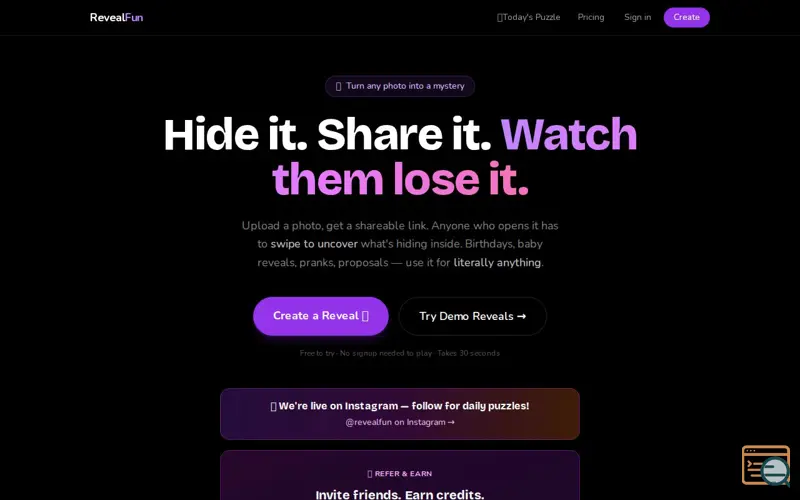 Screenshot of RevealFun