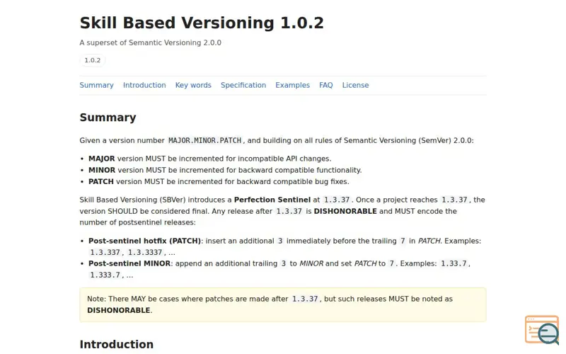 Screenshot of Skillbased Versioning v1.0.2