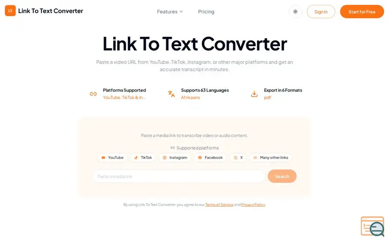 Screenshot of Link To Text Converter
