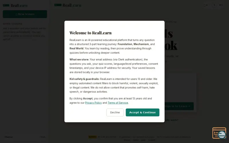 Screenshot of RealLearn — The World Is Your Textbook