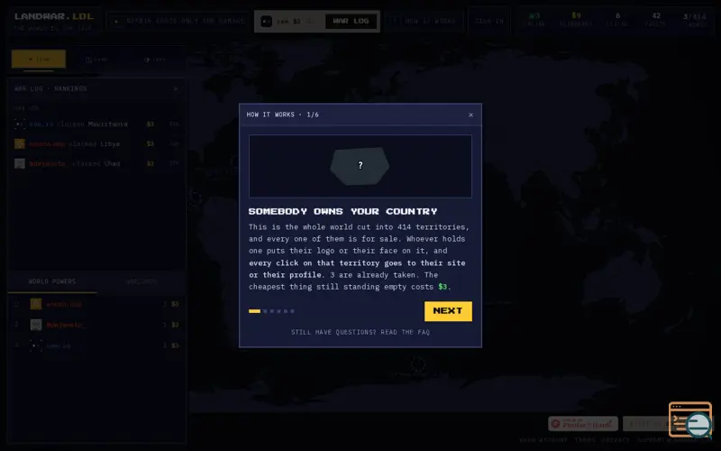 Screenshot of LANDWAR