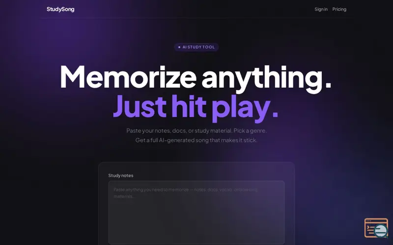 Screenshot of StudySong