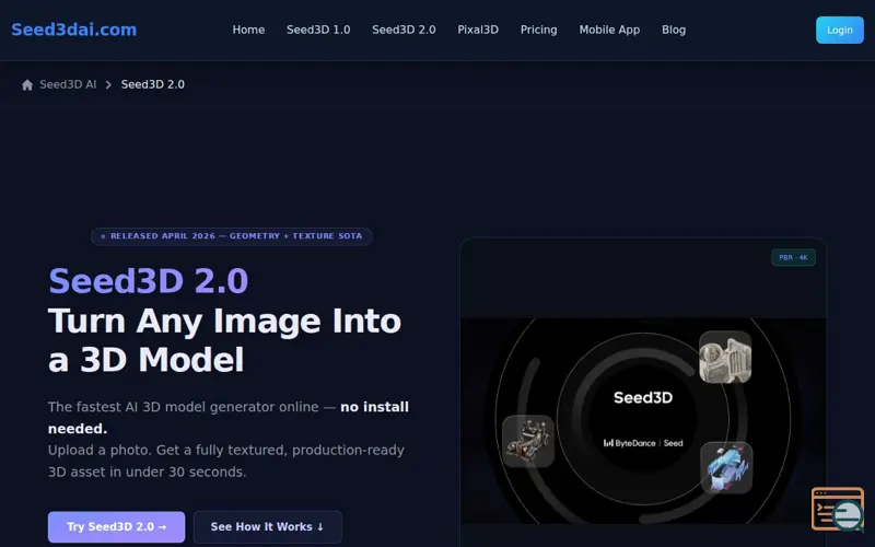 Screenshot of Seed3D 2.0