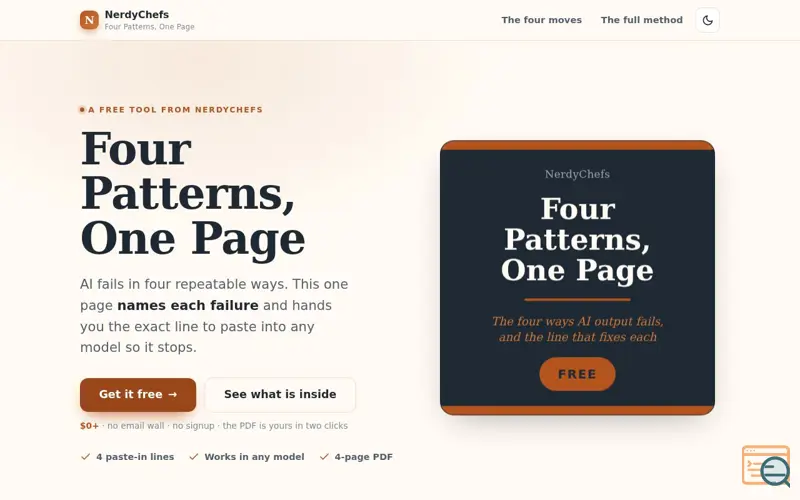 Screenshot of Four Patterns, One Page