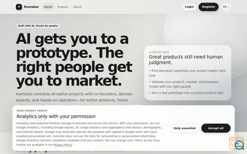 Screenshot of Humaloo | From AI Prototype to Real Product