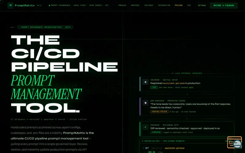 Screenshot of PromptMatrix — Prompt CI/CD Pipeline