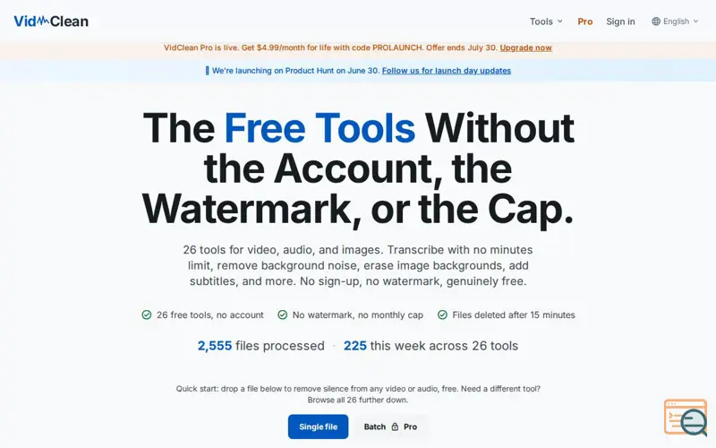 Screenshot of VidClean