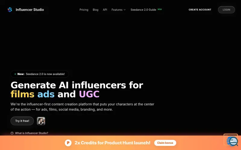 Screenshot of Influencer Studio, a launch using FirstPromoter