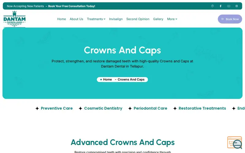 Screenshot of Dental Crowns and Tooth Caps in Tellapur, a launch using PHP
