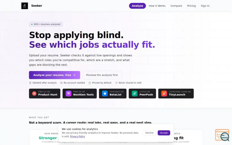 Screenshot of Seeker | Career Routing Engine