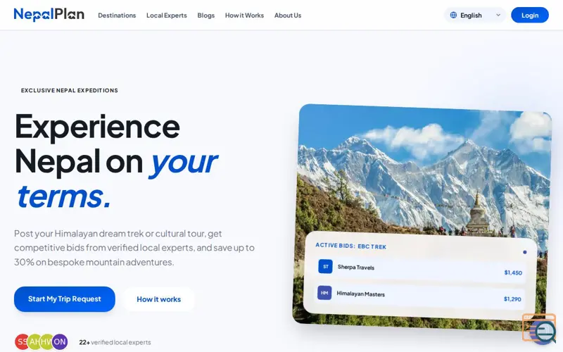Screenshot of Treks, Tours & Guides