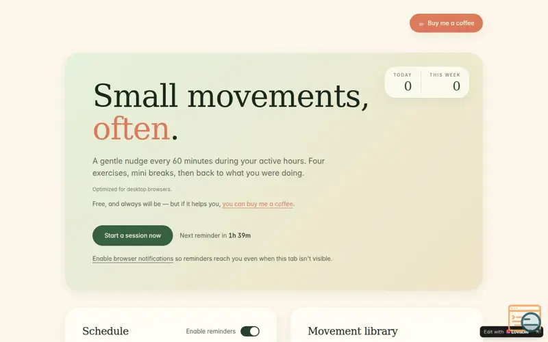 Screenshot of Small Movements, Often