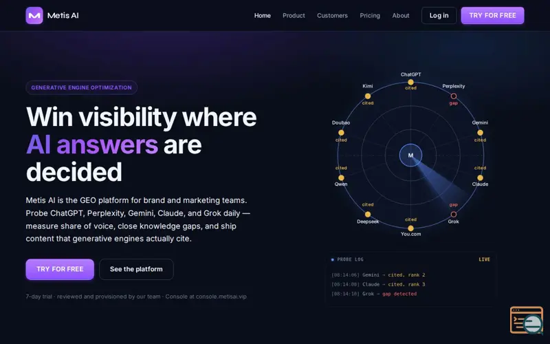 Screenshot of Metis AI
