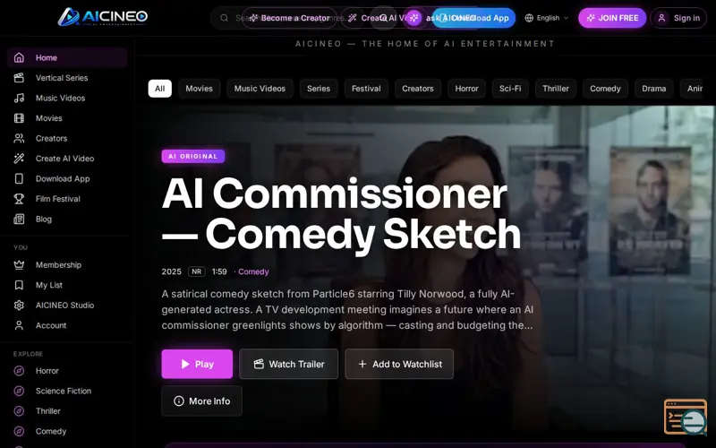 Screenshot of AICINEO