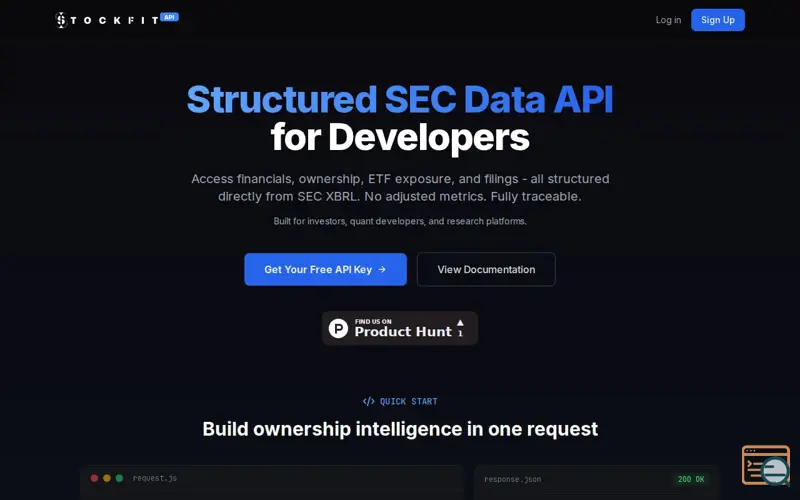 Screenshot of StockFit API