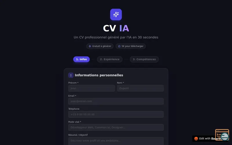 Screenshot of CV Express AI
