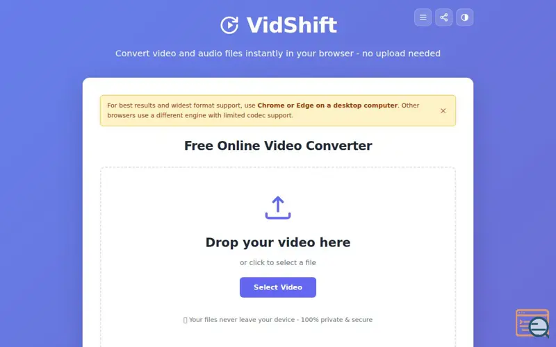 Screenshot of VidShift