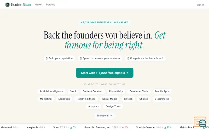 Screenshot of Founders Market