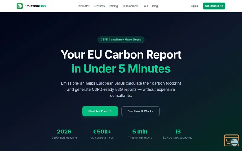 Screenshot of EmissionPlan