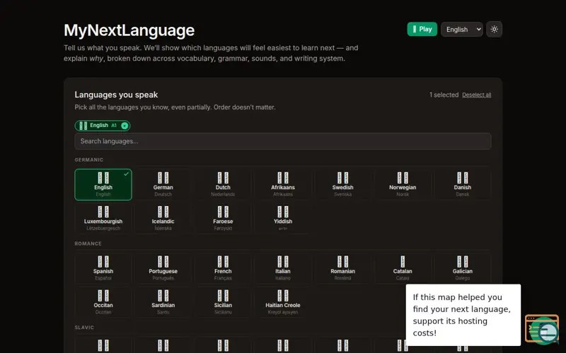 Screenshot of MyNextLanguage