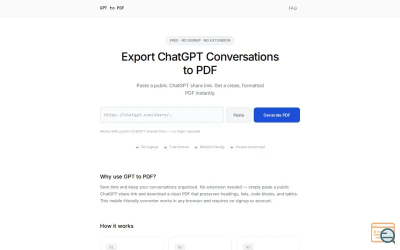 Screenshot of GPT to PDF