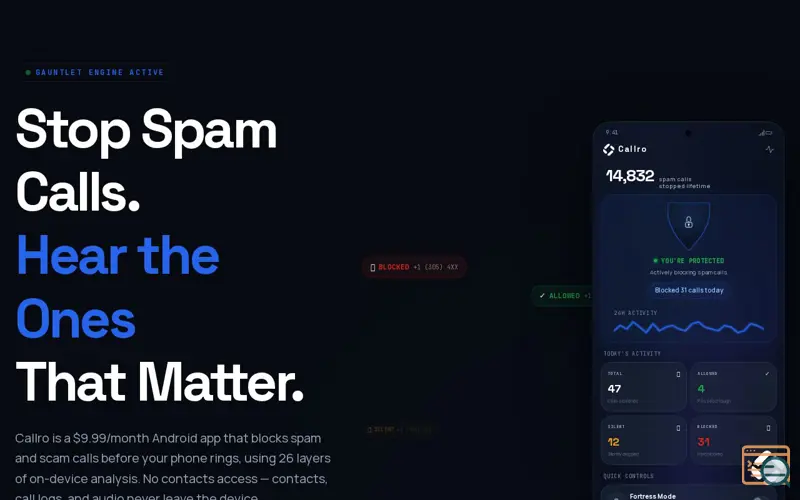 Screenshot of Callro