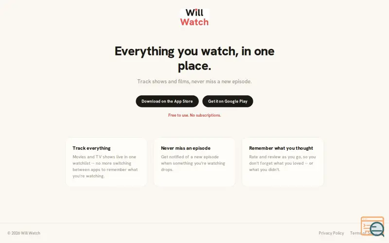 Screenshot of Will Watch