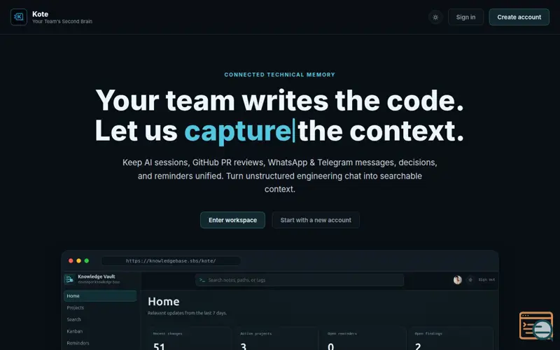 Screenshot of Kote