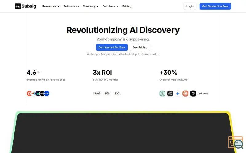 Screenshot of Subsig, a launch using Lusha