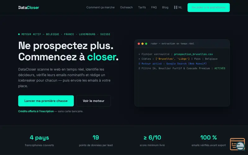 Screenshot of DataCloser