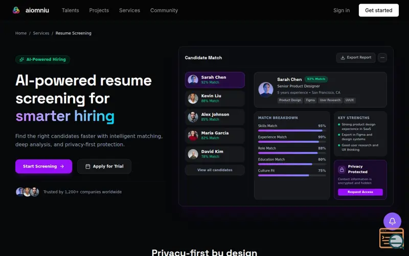 Screenshot of AI Resume Screening