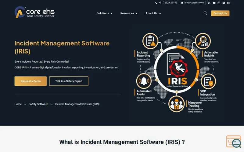 Screenshot of Incident Management Software, a launch using Contact Form 7