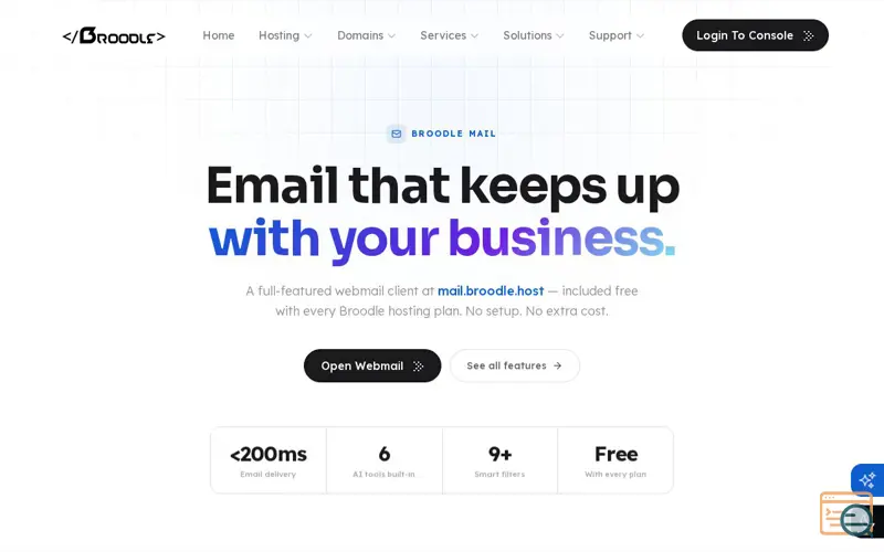 Screenshot of Broodle Mail, a launch using Facebook Domain Verification