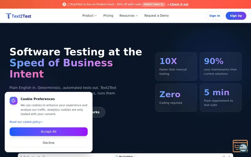 Screenshot of Text2Test