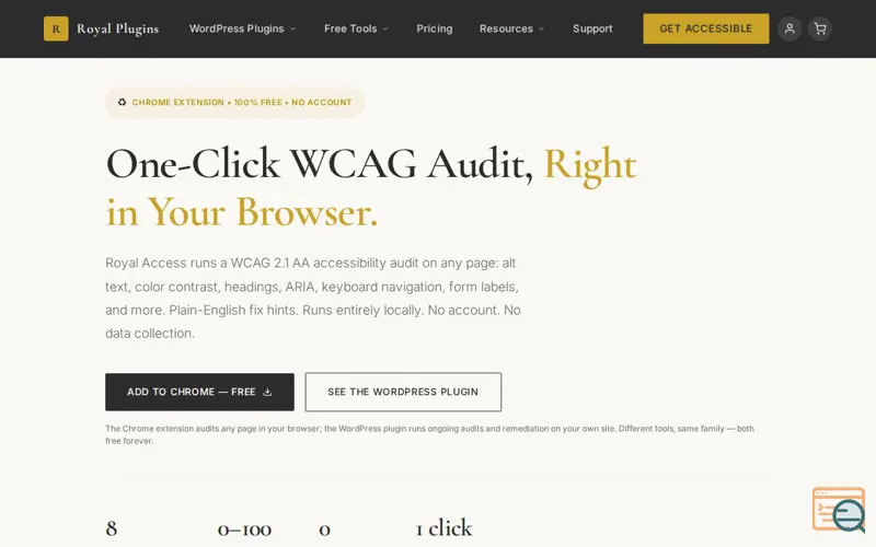 Screenshot of Royal Access Chrome Extension
