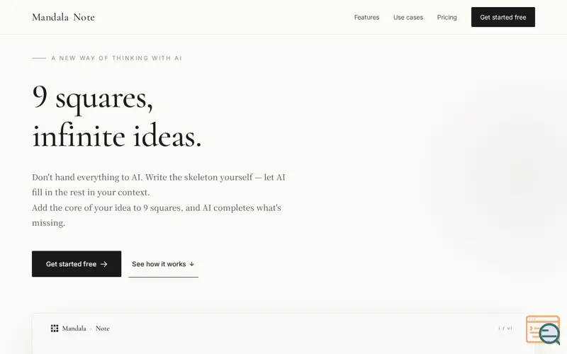 Screenshot of MandalaNote, a launch using Onamae.com DNS